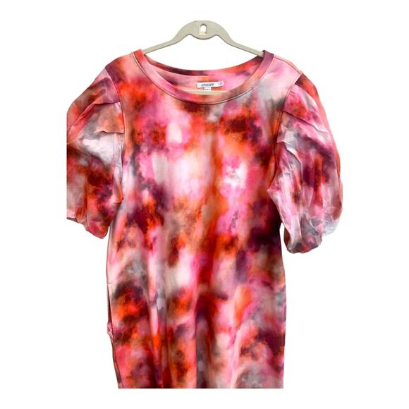 Chico's Amazing Puff Sleeve Colorful Shift Dress pockets sz Chicos 2= L NWOT - Picture 4 of 10